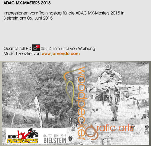 ADAC MX-MASTERS 2015  Impressionen vom Trainingstag fr die ADAC MX-Masters 2015 in Bielstein am 06. Juni 2015      Qualitt full HD        05:14 min / frei von Werbung Musik: Lizenzfrei von www.jamendo.com